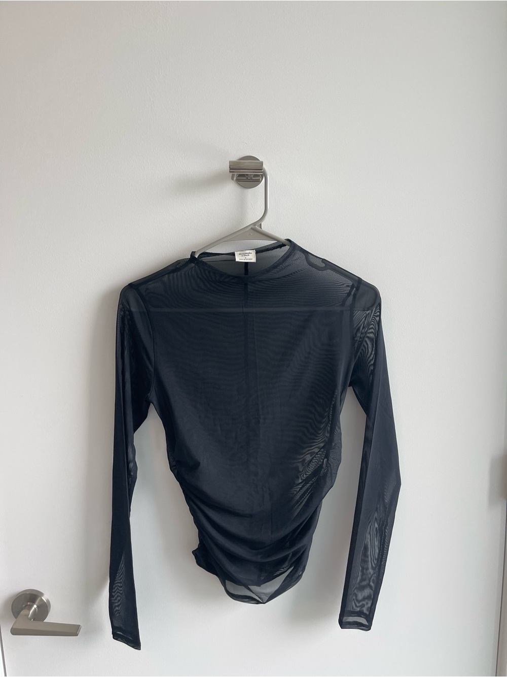 Abercrombie Sheer Long-Sleeve Mesh Top - Black